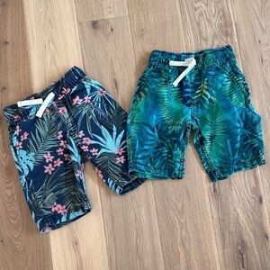 The Children's Place Floral and Leaf Print Shorts - Navy and Green